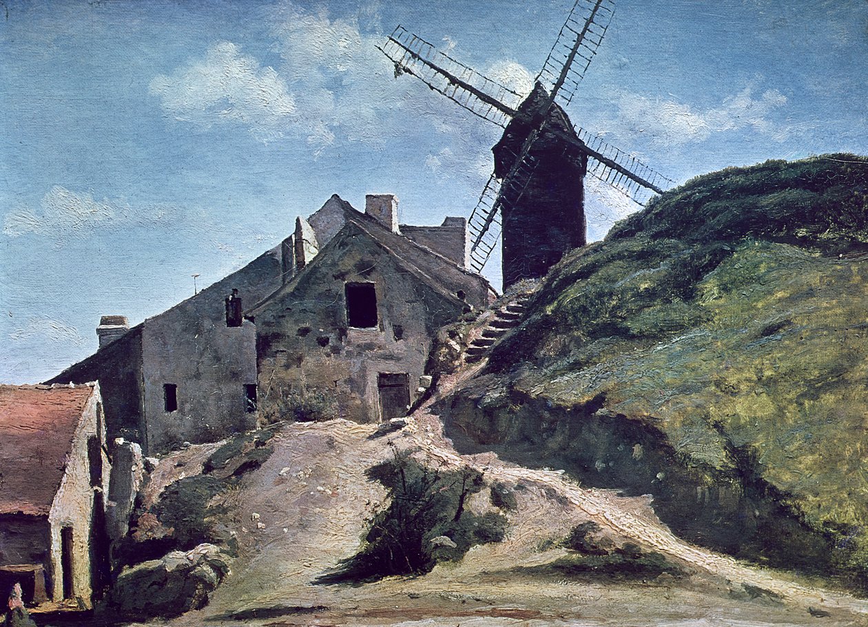 طاحونة هوائية في مونتمارتر 1840-1845 بواسطة جان بابتيست كميل كوروت