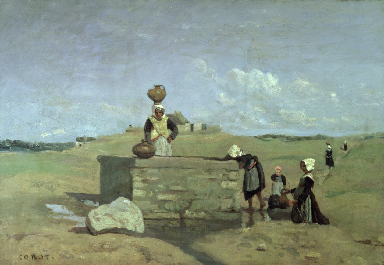 نساء بريتون في البئر بالقرب من باتز ، c.1842 بواسطة جان بابتيست كميل كوروت