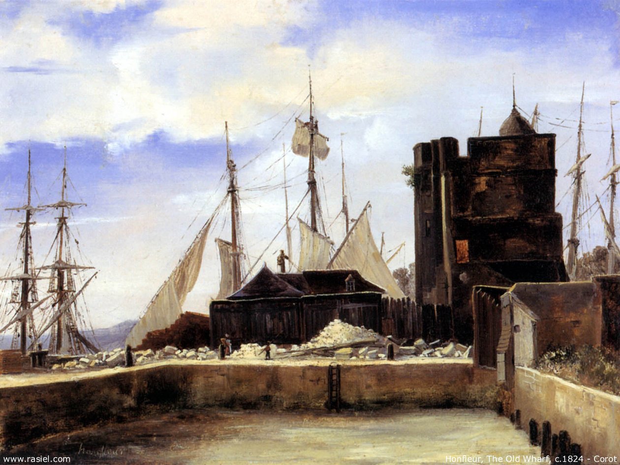 Honfleur الميناء القديم بواسطة جان بابتيست كميل كوروت