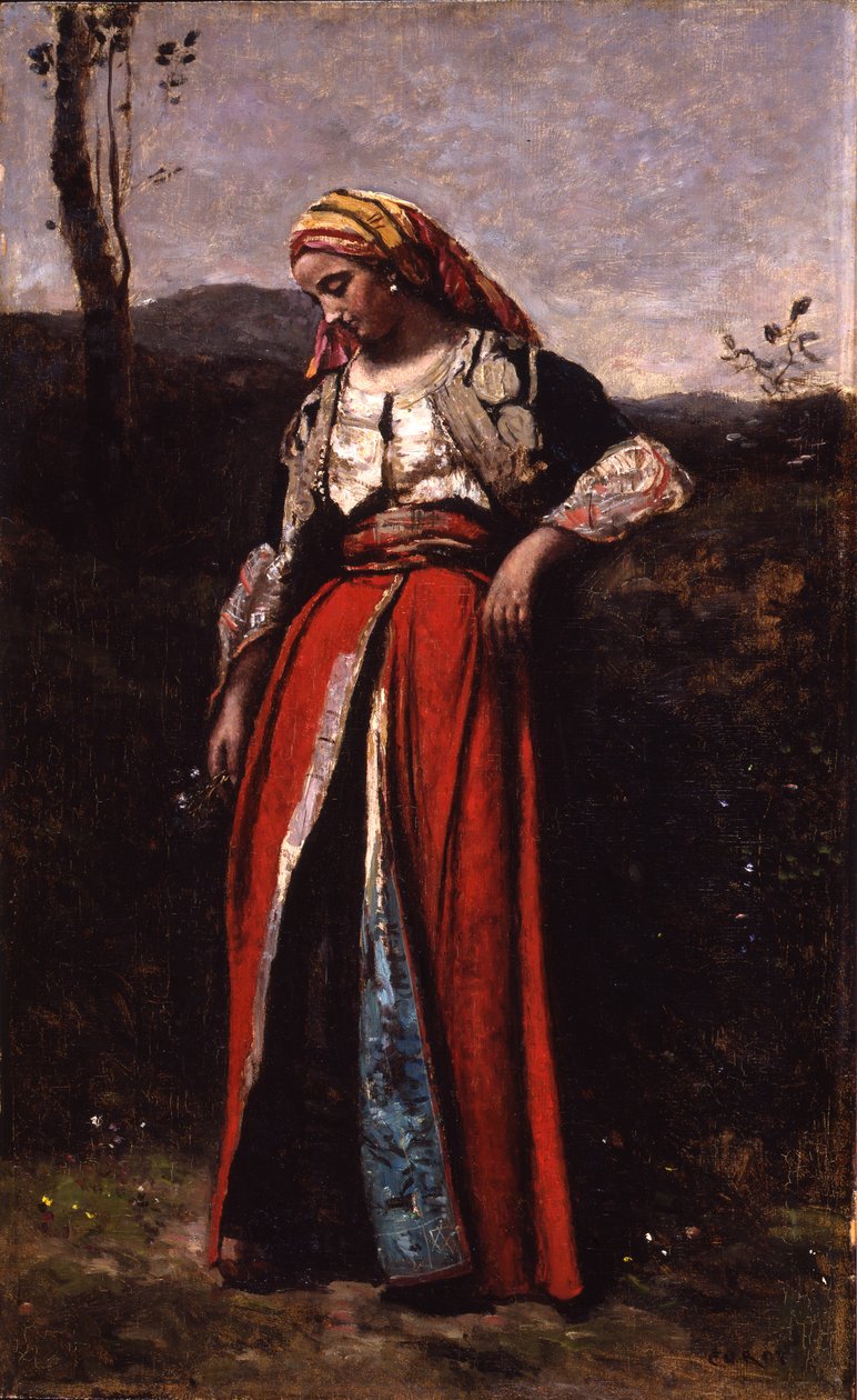 صورة لـ Mlle Dobigny ، 1865-70 (زيت على خشب) بواسطة جان بابتيست كميل كوروت
