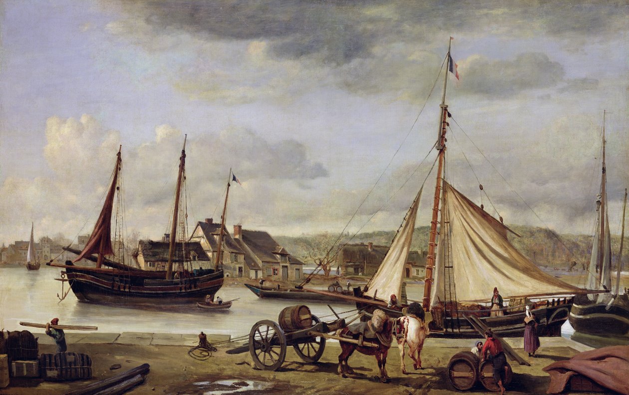 رصيف التاجر في روان ، 1834 بواسطة جان بابتيست كميل كوروت