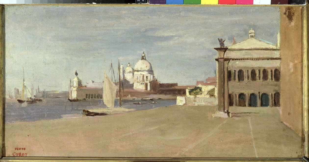 منظر للقناة الكبرى ، البندقية ، من Riva degli Schiavone ، 1828 (زيت على ورق موضوع على قماش) بواسطة جان بابتيست كميل كوروت