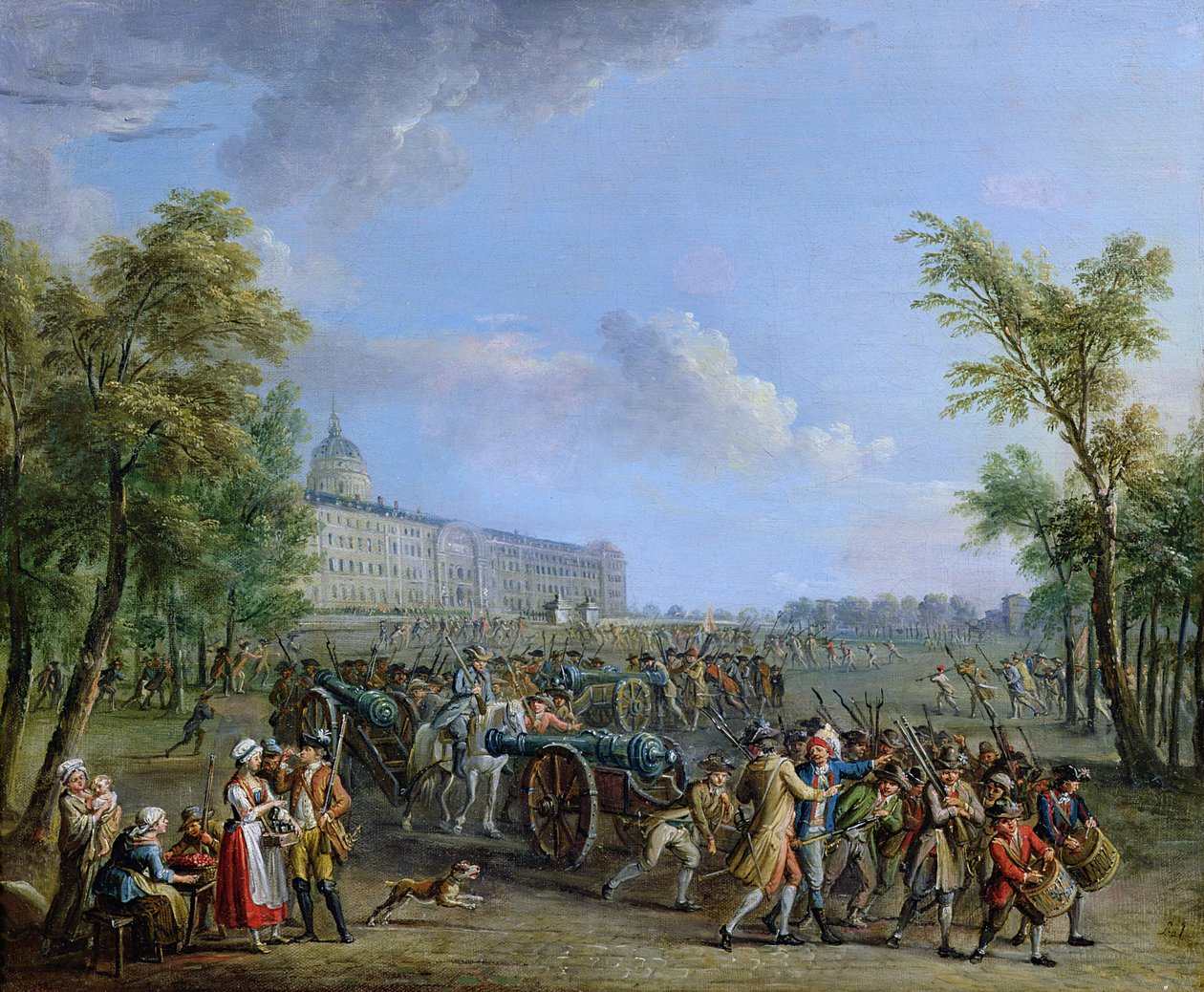 نهب Invalides ، 14 يوليو 1789 بواسطة جان بابتيست لالماند
