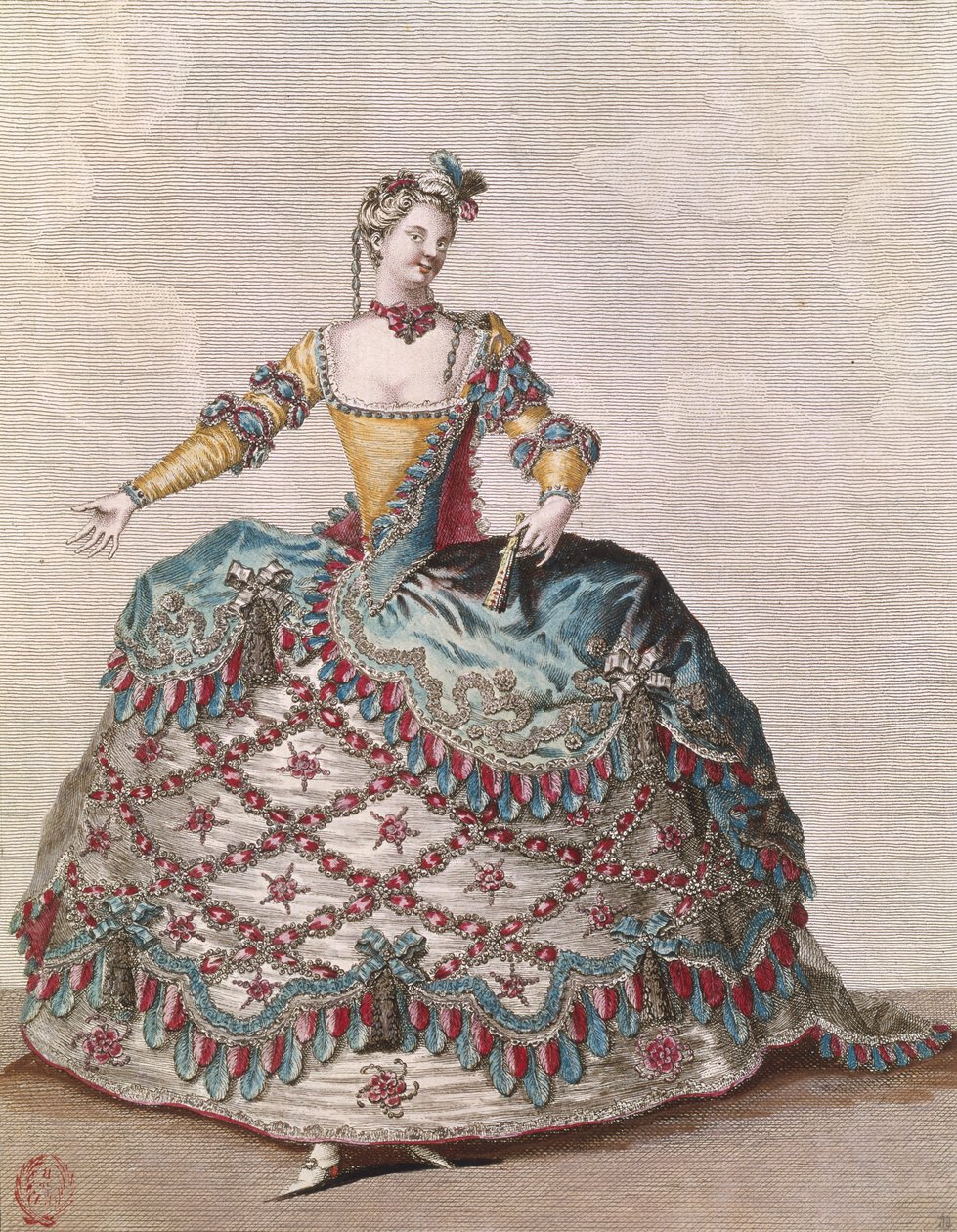 زي لامرأة هندية من أجل رقص الباليه الأوبرا "Les Indes Galantes" لجان فيليب رامو (1683-1764) c.1735 بواسطة جان بابتيست مارتن