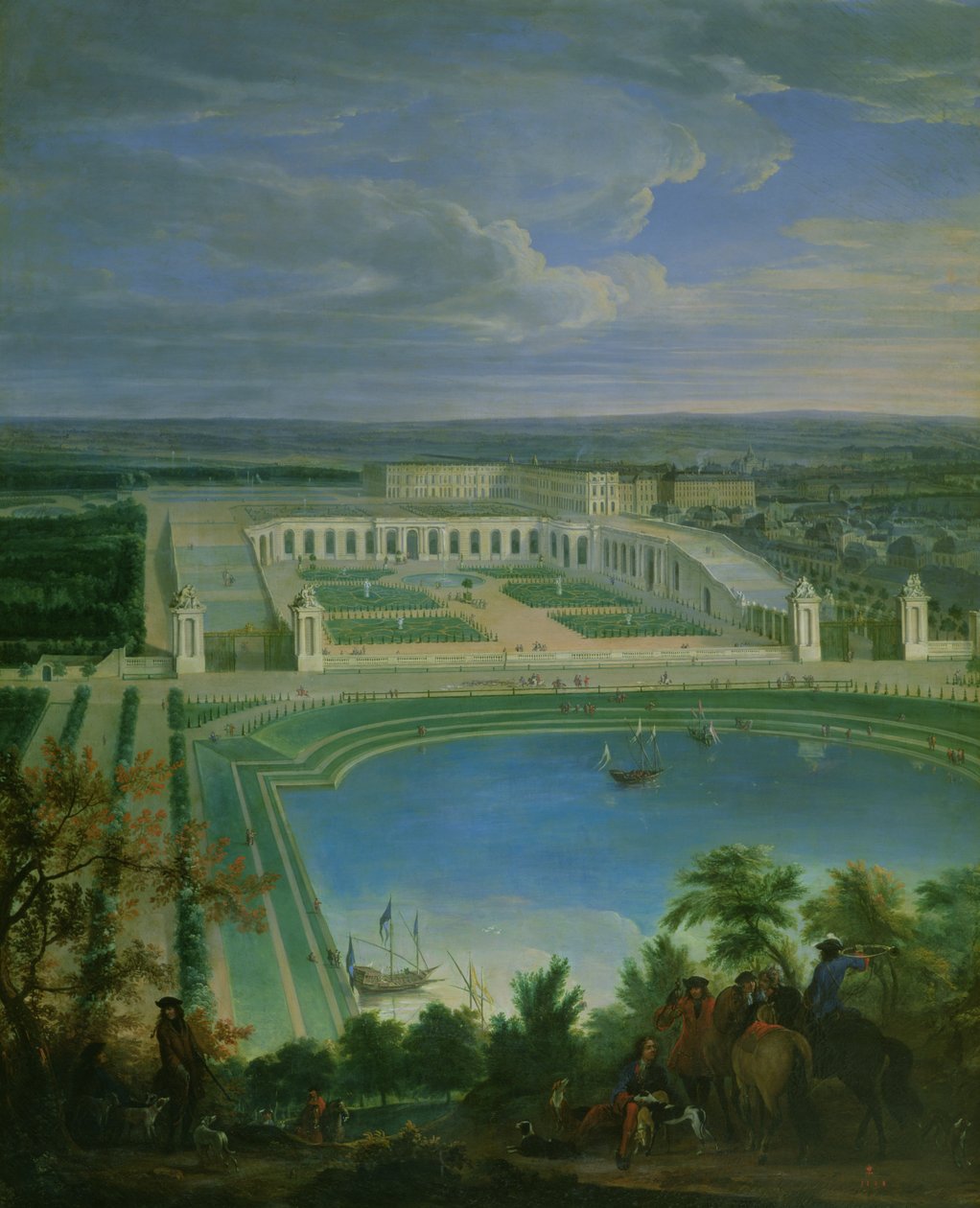 The Orangery and Chateau في فرساي ، 1696 بواسطة جان بابتيست مارتن