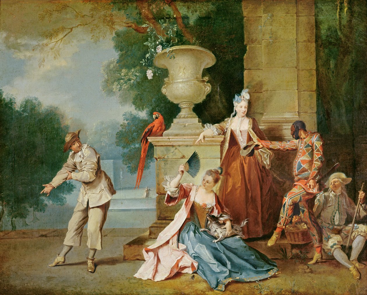 كوميديون إيطاليون في حديقة ، c.1725 بواسطة جان بابتيست أودري