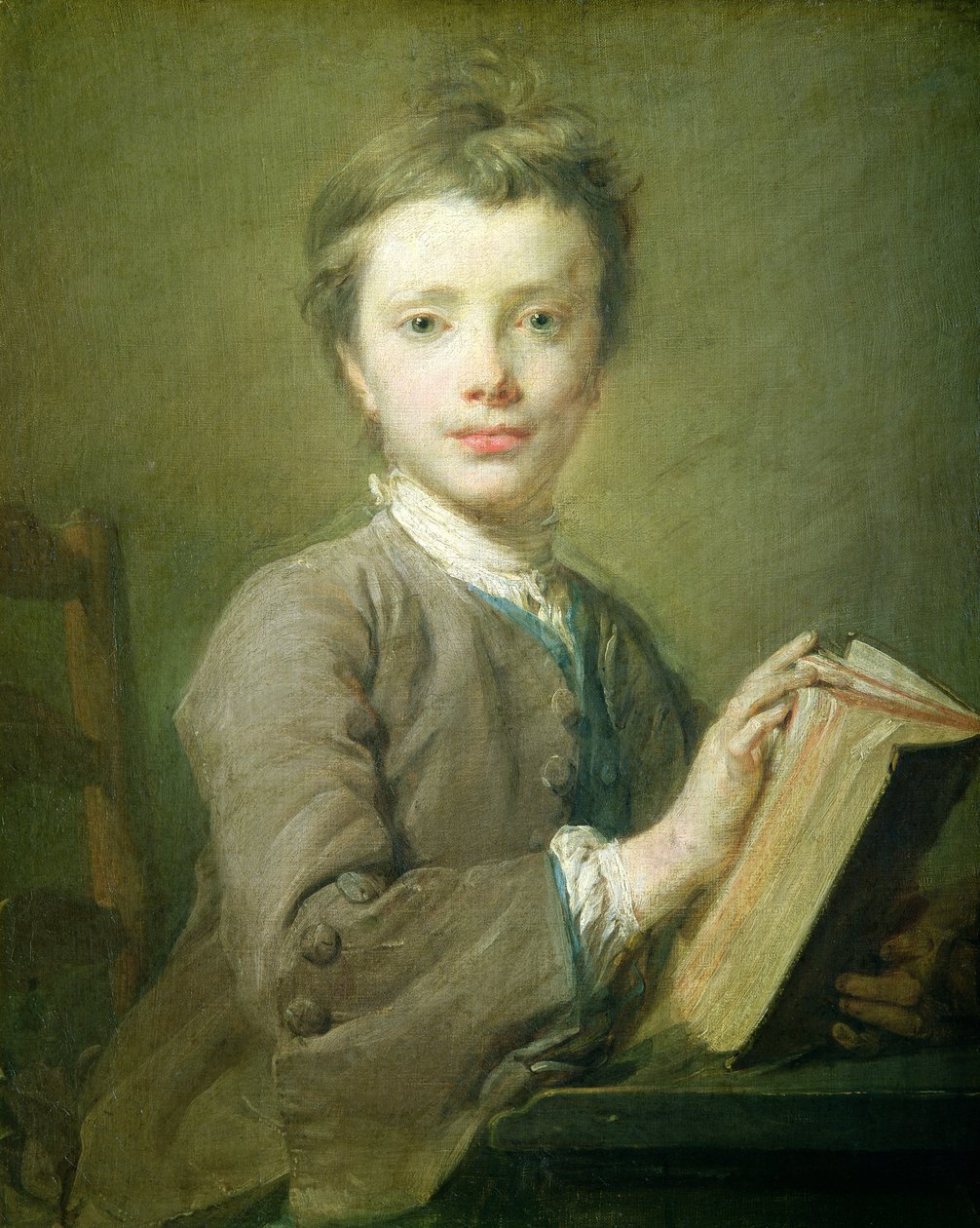 صبي مع كتاب ، c.1740 (باستيل على ورق) بواسطة جان بابتيست بيرونيو