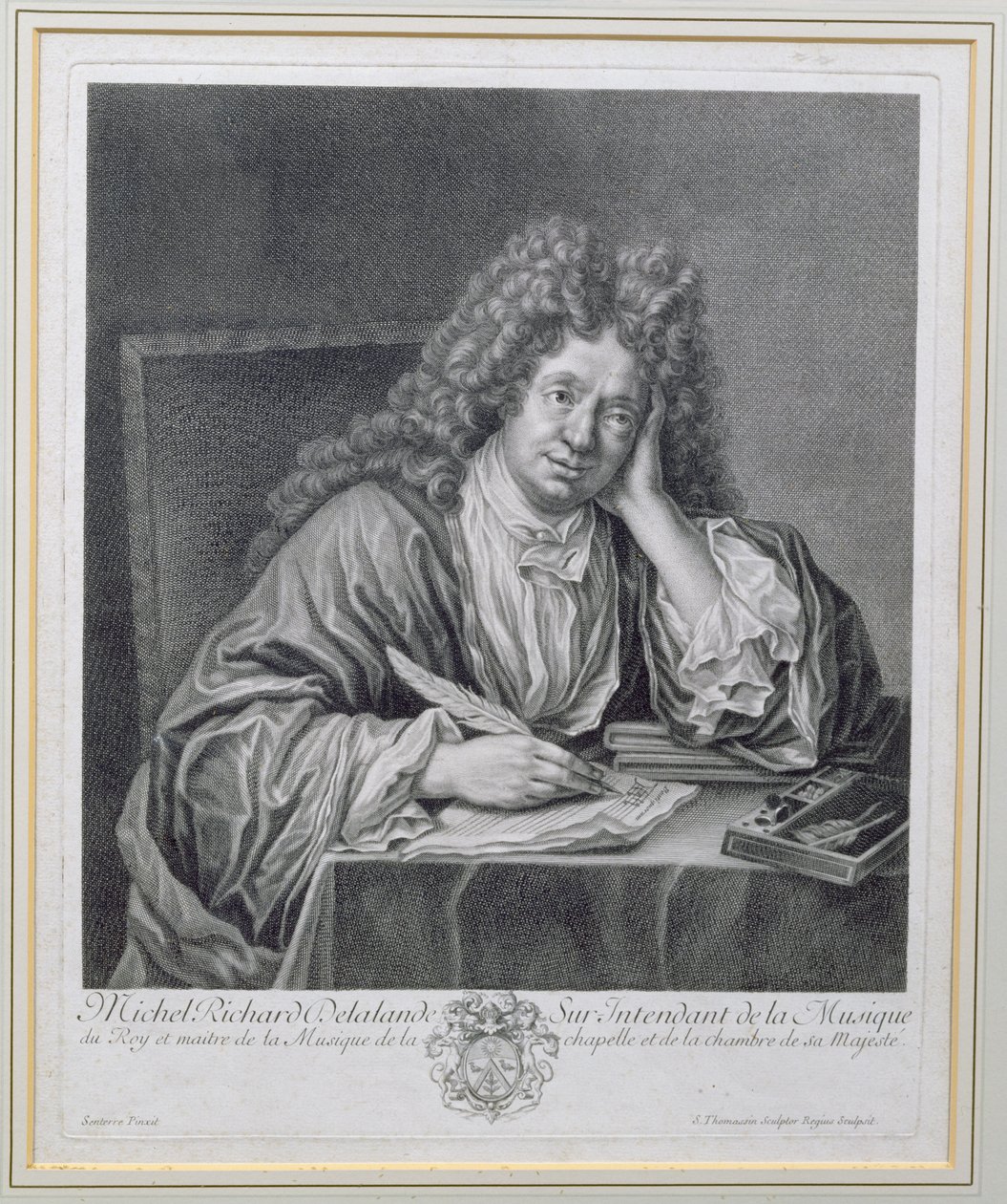 صورة ميشيل ريتشارد Delalande (1657-1726) ، المشرف على الموسيقى ، نقشها سيمون توماسين (1655-1733) بواسطة جان بابتيست سانتيري