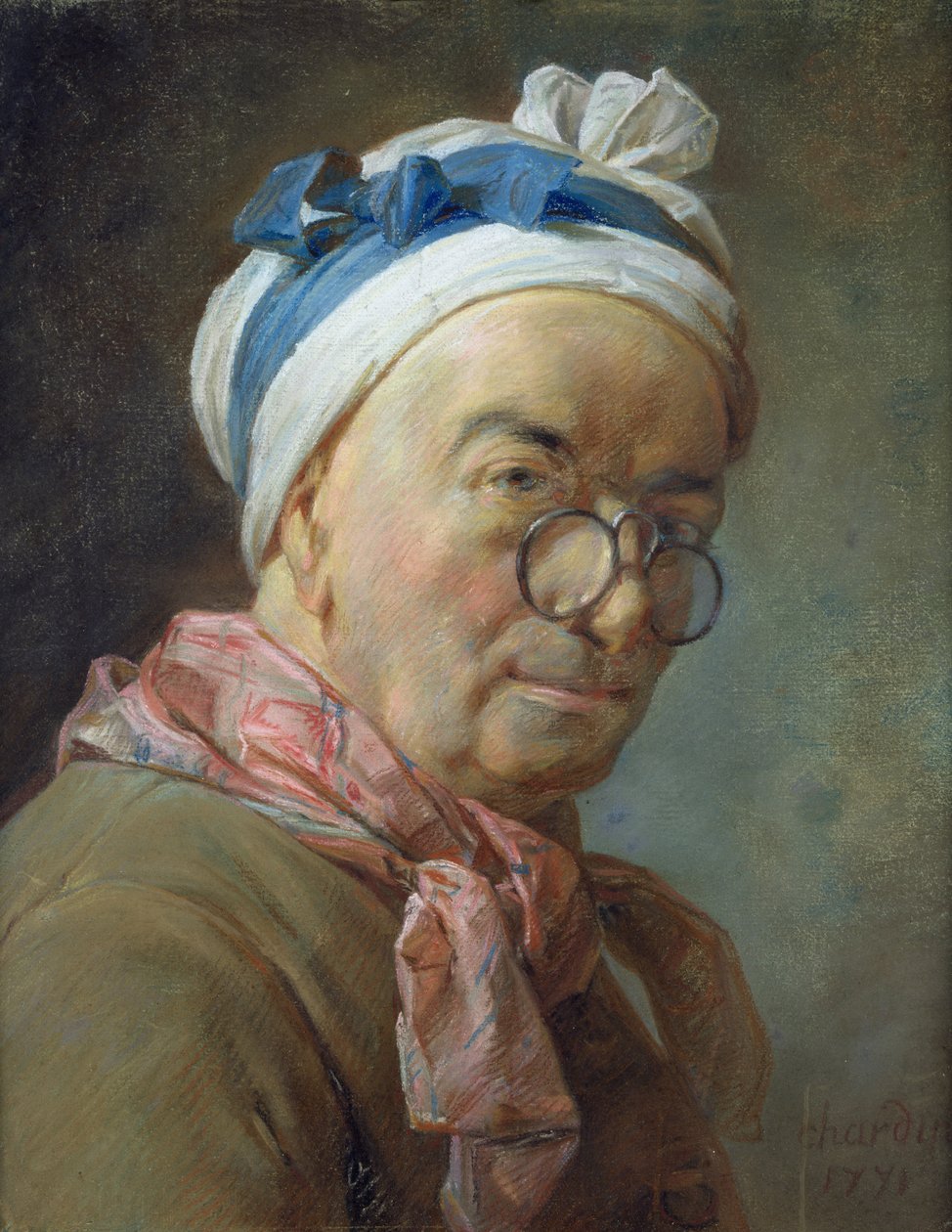 بورتريه ذات نظارات ، 1771 (لون باستيل على ورق) بواسطة جان بابتيست سيميون شاردان