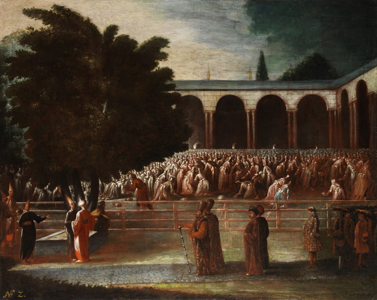 مبعوثو السفارة يذهبون إلى السلطان أحمد الثالث للحضور بواسطة جان بابتيست فانمور