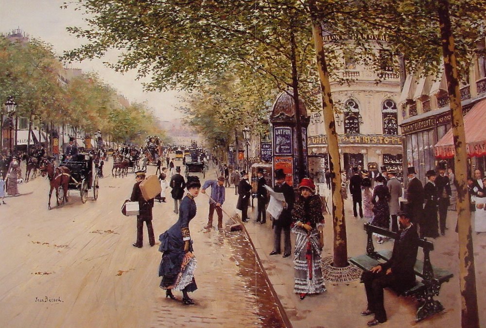 Boulevard des capucines - في الخلفية Boulevard des Italiens مع Pavillon de Hanovre على اليمين بواسطة جان بيرود