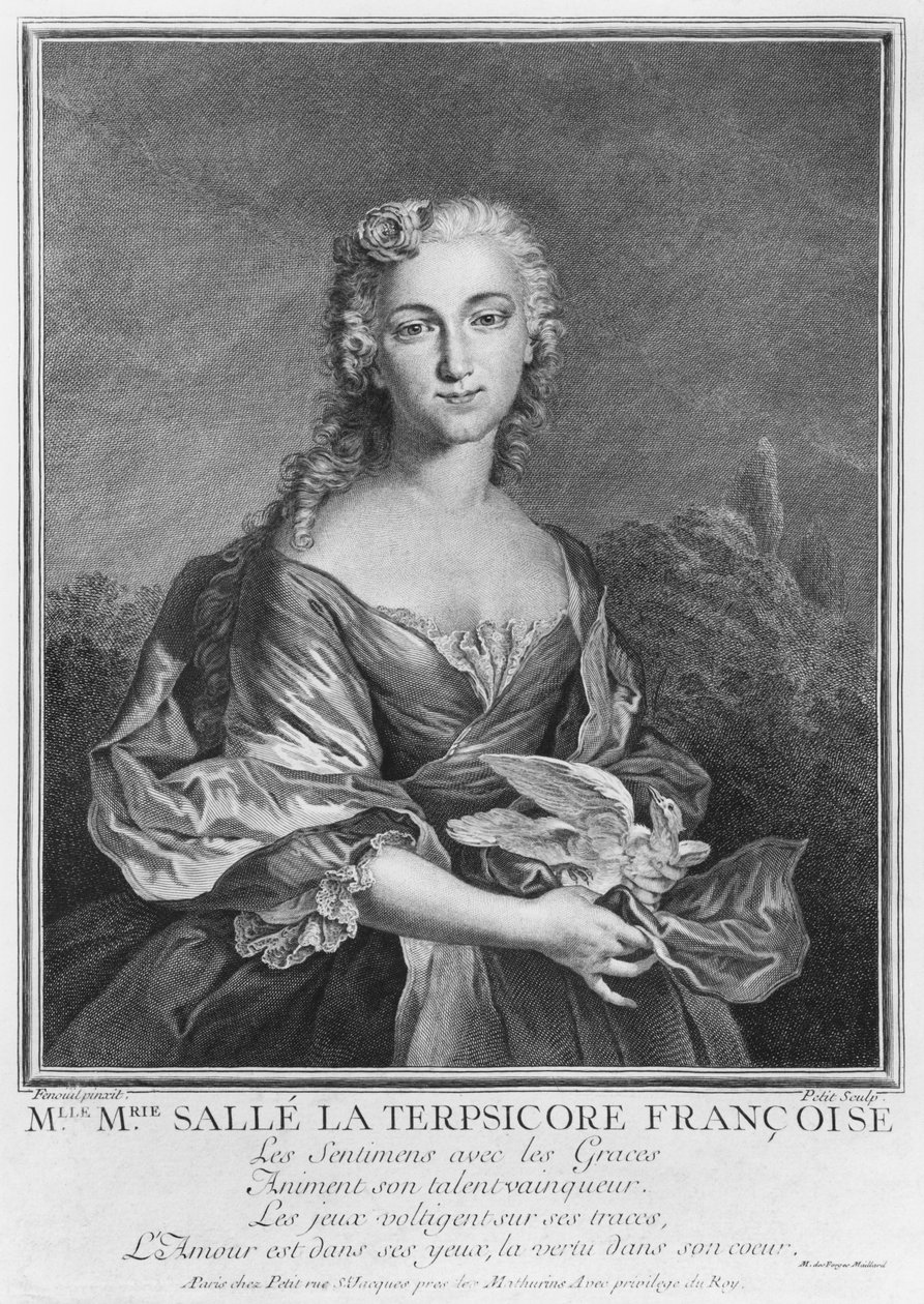 Mademoiselle Marie Salle مثل Terpsichore الفرنسية ، محفورة بواسطة Petit (انظر أيضًا 414545) بواسطة جان سيزار فنويل