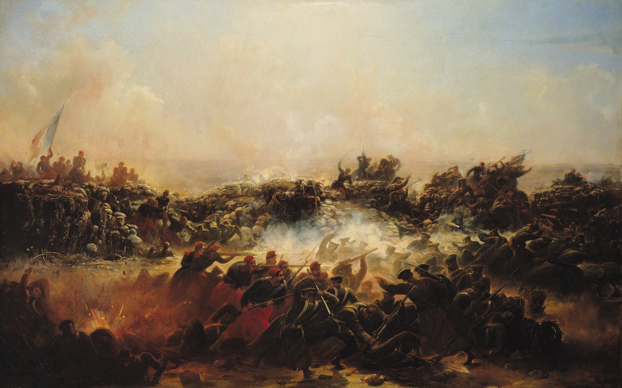 معركة سيباستوبول ، الجزء الأيمن من ثلاثية ، بعد عام 1855 (انظر أيضًا 70337 und 70338) بواسطة جان تشارلز لانجلوا