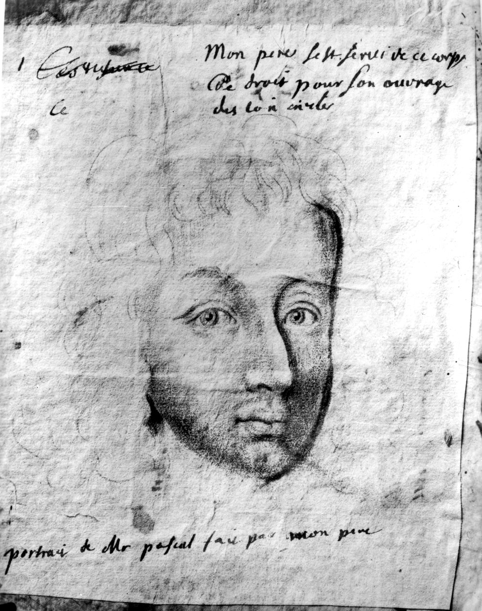 صورة بليز باسكال (1623-62) من قبل صديقه (فحم على ورق) بواسطة جان دونات