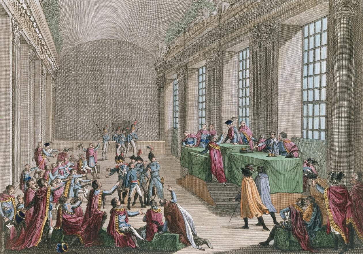 انقلاب 18 برومير ، 10 نوفمبر 1799 ، منقوش بواسطة رينير فينكليس (1741-1816) ودانيال فرايدي (1765-1822) بواسطة جان دوبليسي بيرتو