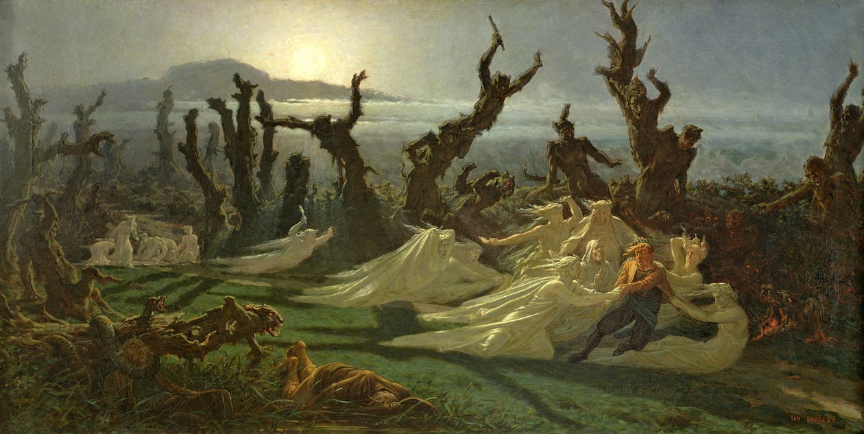 Les Lavandieres de la Nuit (The Washerwomen of the Night) c.1861 بواسطة جان إدوارد دارجنت