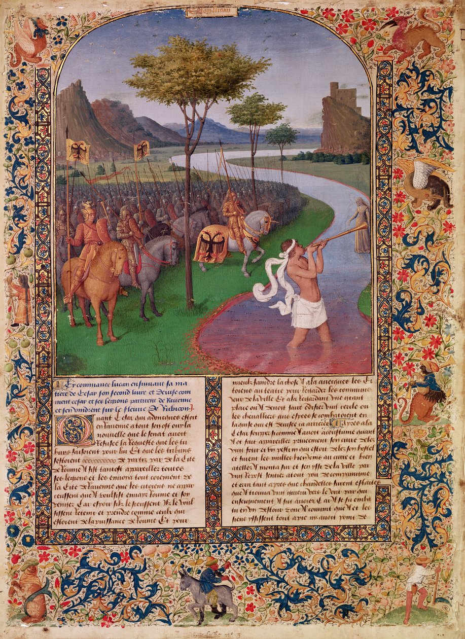 يوليوس قيصر (100-44 قبل الميلاد) عبور روبيكون ، ج 1470 (التفاصيل) بواسطة جان فوكيه