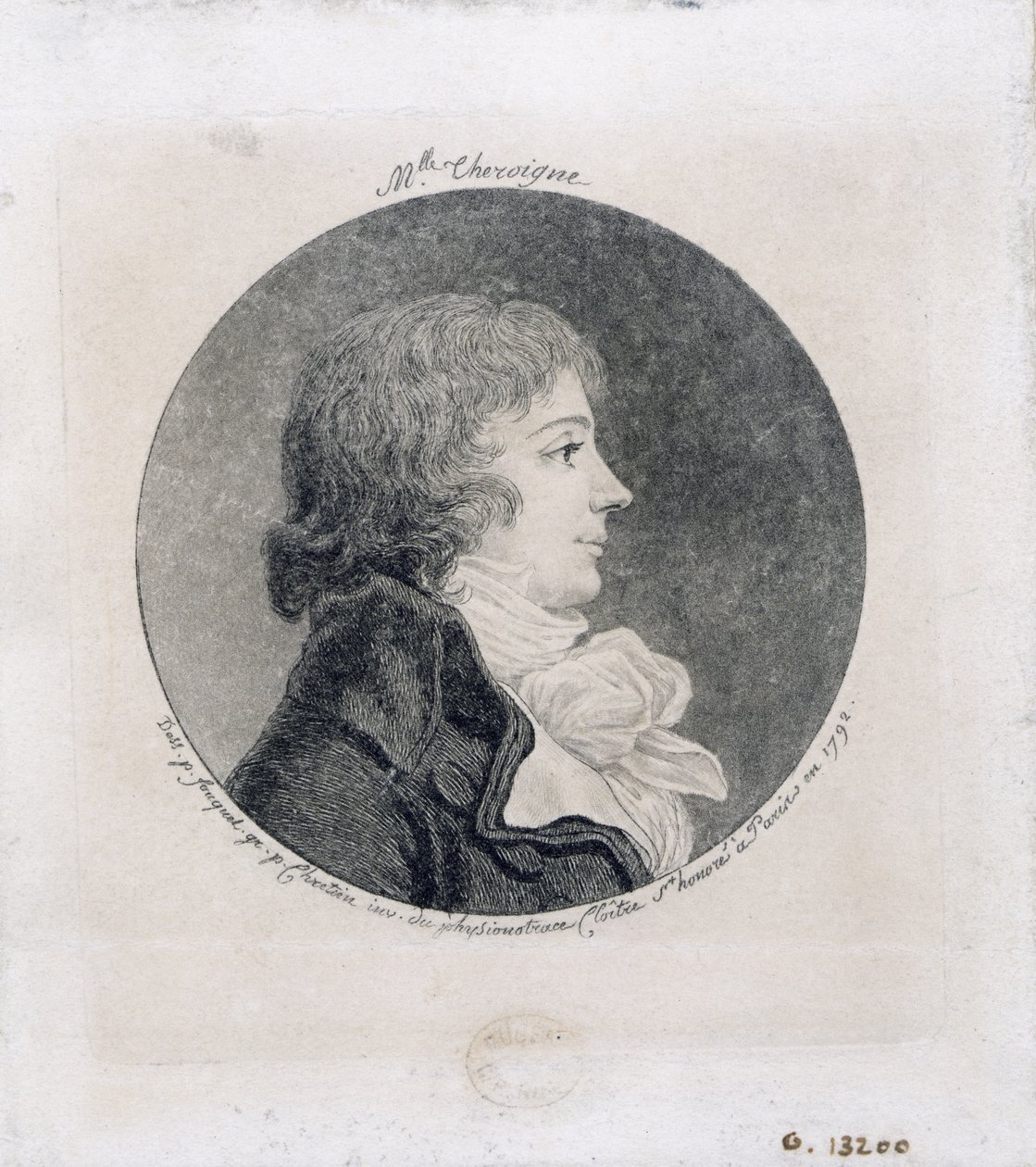 صورة لآن جوزيفي ترواجين (1762-1817) والمعروفة باسم "Theroigne de Mericourt" ، محفورة بواسطة جيل لويس كريتيان (1754-1811) بواسطة جان فوكيه
