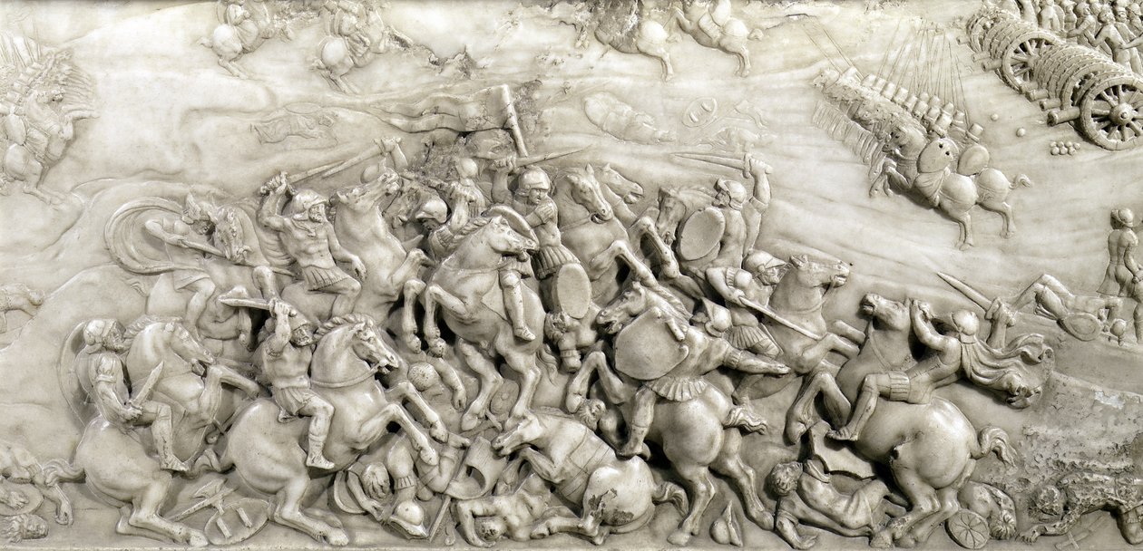 معركة Agnadello ، 14 مايو 1509 ، التفاصيل من قبر لويس الثاني عشر (1462-1515) وآن بريتاني (1496-1533) 1515 (الرخام) بواسطة جان أنا جوست