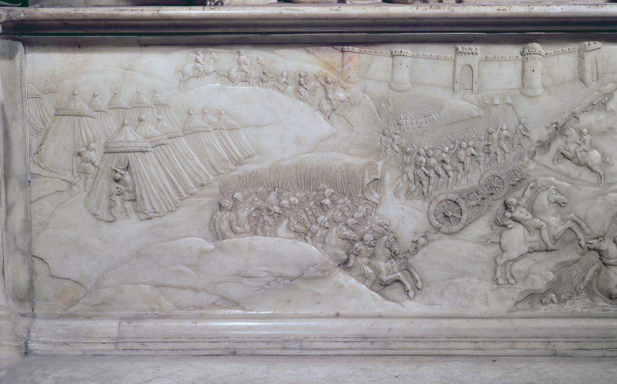 معركة أجناديللو ، 14 مايو 1509 ، التفاصيل من قبر لويس الثاني عشر وآن بريتاني ، 1515 (رخام) بواسطة جان أنا جوست