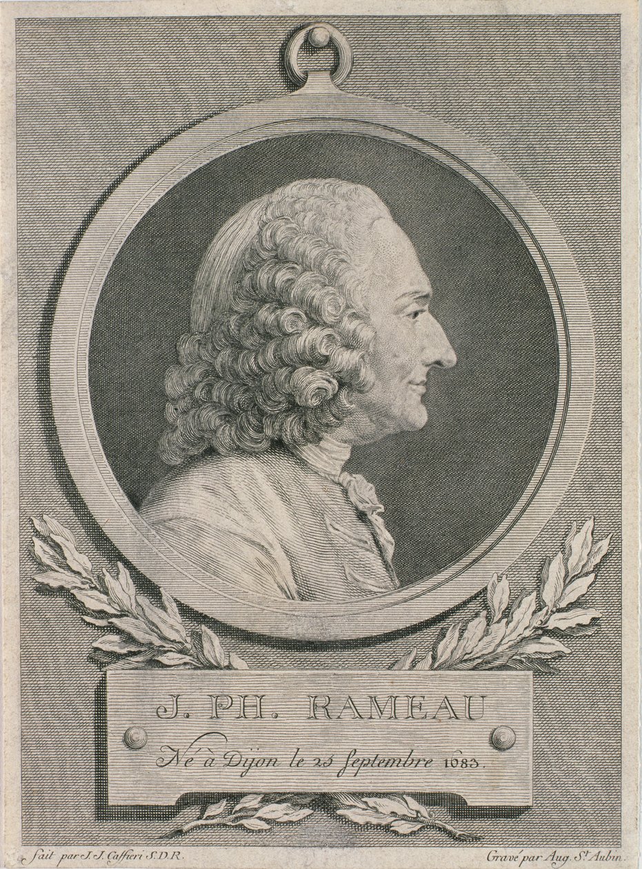 صورة جان فيليب رامو (1683-1764) منقوشة بواسطة أوغست دي سانت أوبين بواسطة جان جاك كافيري