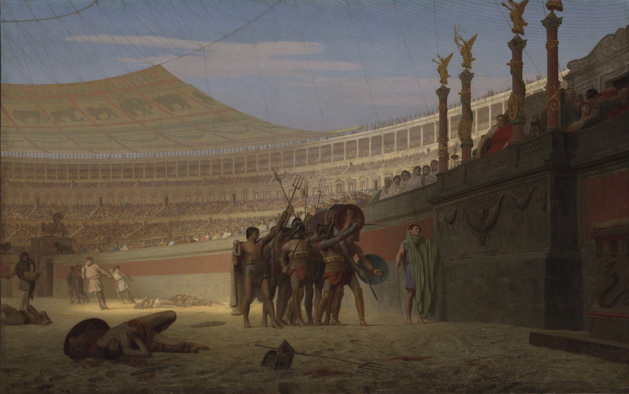 يحيى القيصر! يموت تحية (Hail Caesar! نحن على وشك الموت نحييكم) ، 1859 بواسطة جان ليون جيروم