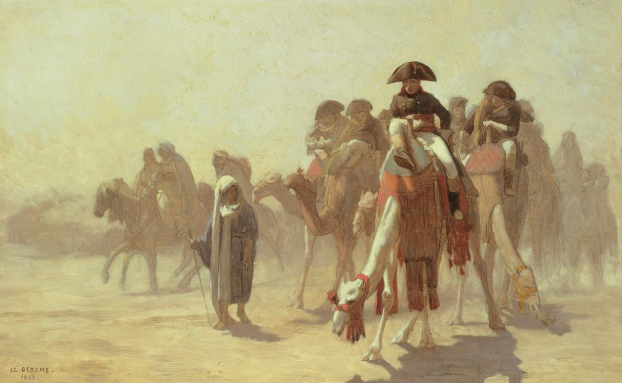 الجنرال بونابرت مع أركان الجيش في مصر ، 1863 (قلم رصاص وزيت على قماش) بواسطة جان ليون جيروم