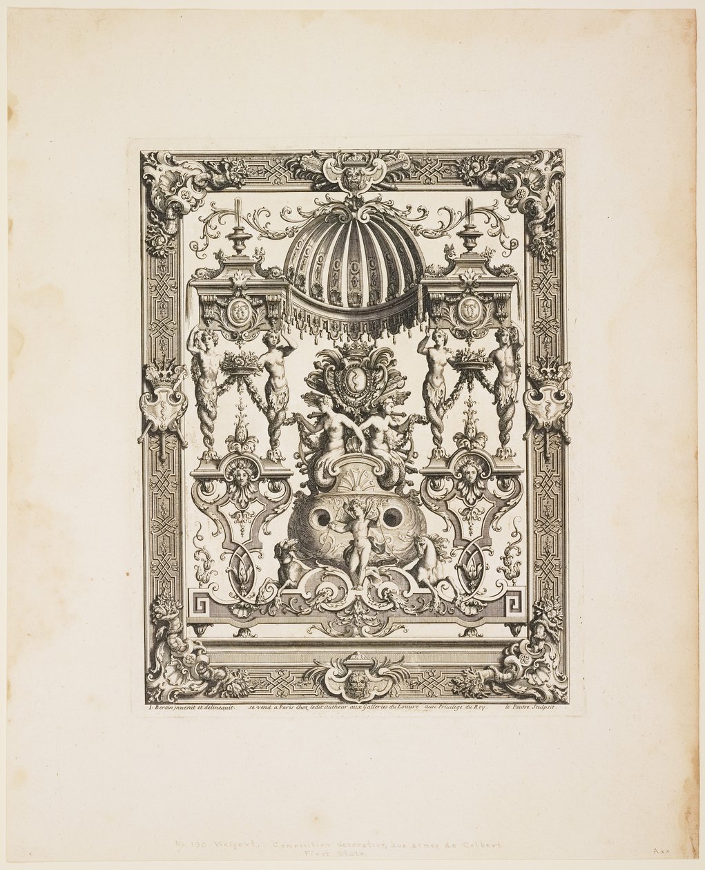 اللوحة الزخرفية رقم 190: Armes de Colbert ، من Panneaux ، c.1670-1680 بواسطة جان ليبوتر