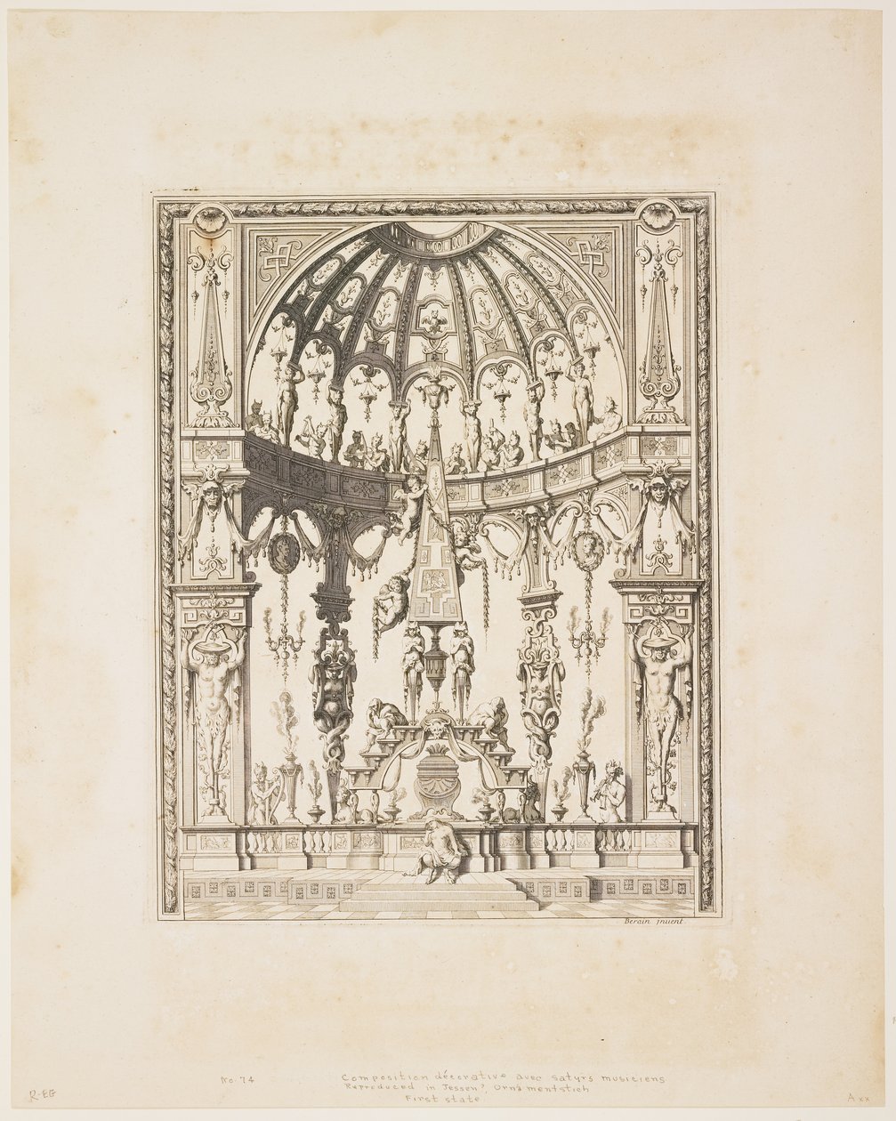 جنازة Satyr من سلسلة من التصاميم للألواح الزخرفية ، 1670-80 بواسطة جان ليبوتر