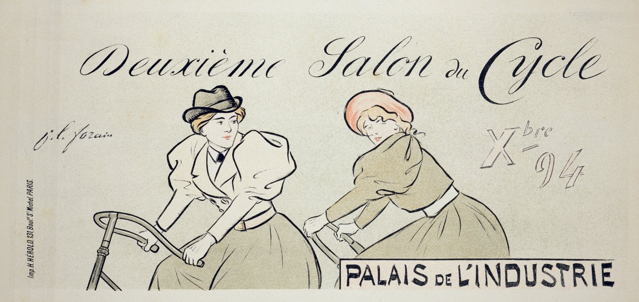 استنساخ ملصق يعلن عن "صالون دو سايكل" في قصر ليندوستري ، 1894 بواسطة جان لويس فورين