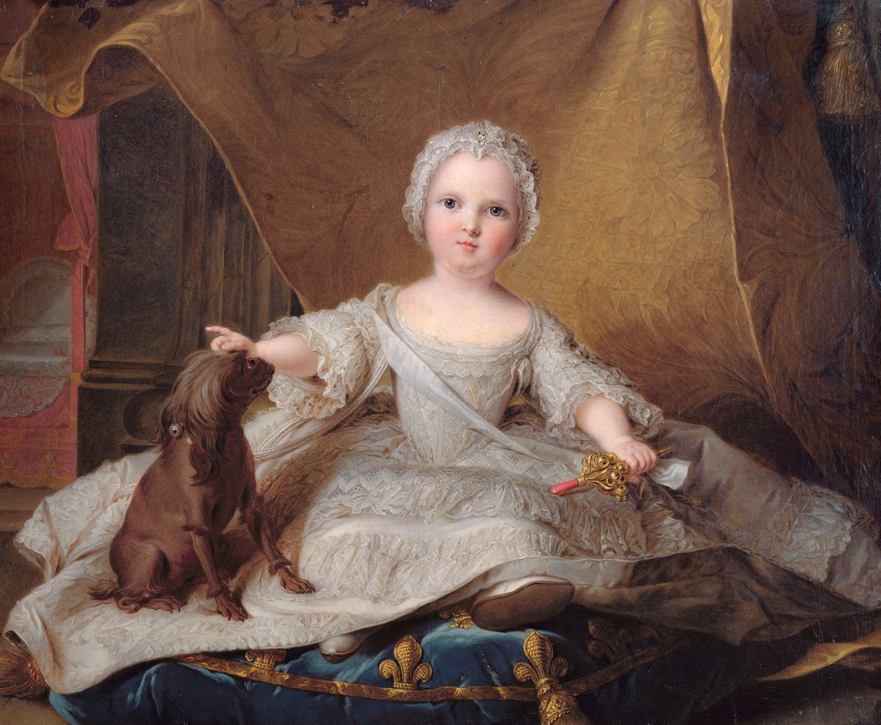 صورة ماري-زفيرين (1750-55) من فرنسا مع كلبها ، 1751 بواسطة جان مارك ناتييه