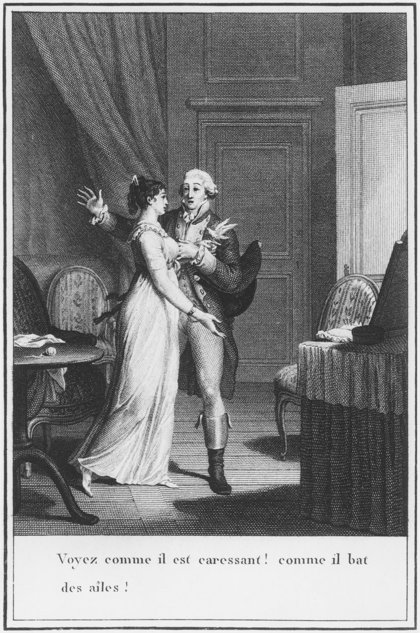 رسم توضيحي من فيلم "أحزان ويرثر" لجوهان فولفجانج جوته (1749-1832) ، منقوش بواسطة جان بابتيست سيمونيه (1742-1813) بواسطة جان ميشيل الأصغر مورو