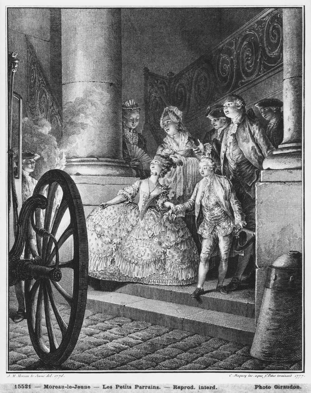 العراب الصغير ، 1776 ، محفور في عام 1777 من قبل بيير تشارلز باكوي (1759-1829) وتشارلز إيمانويل باتاس (1744-1802) بواسطة جان ميشيل الأصغر مورو