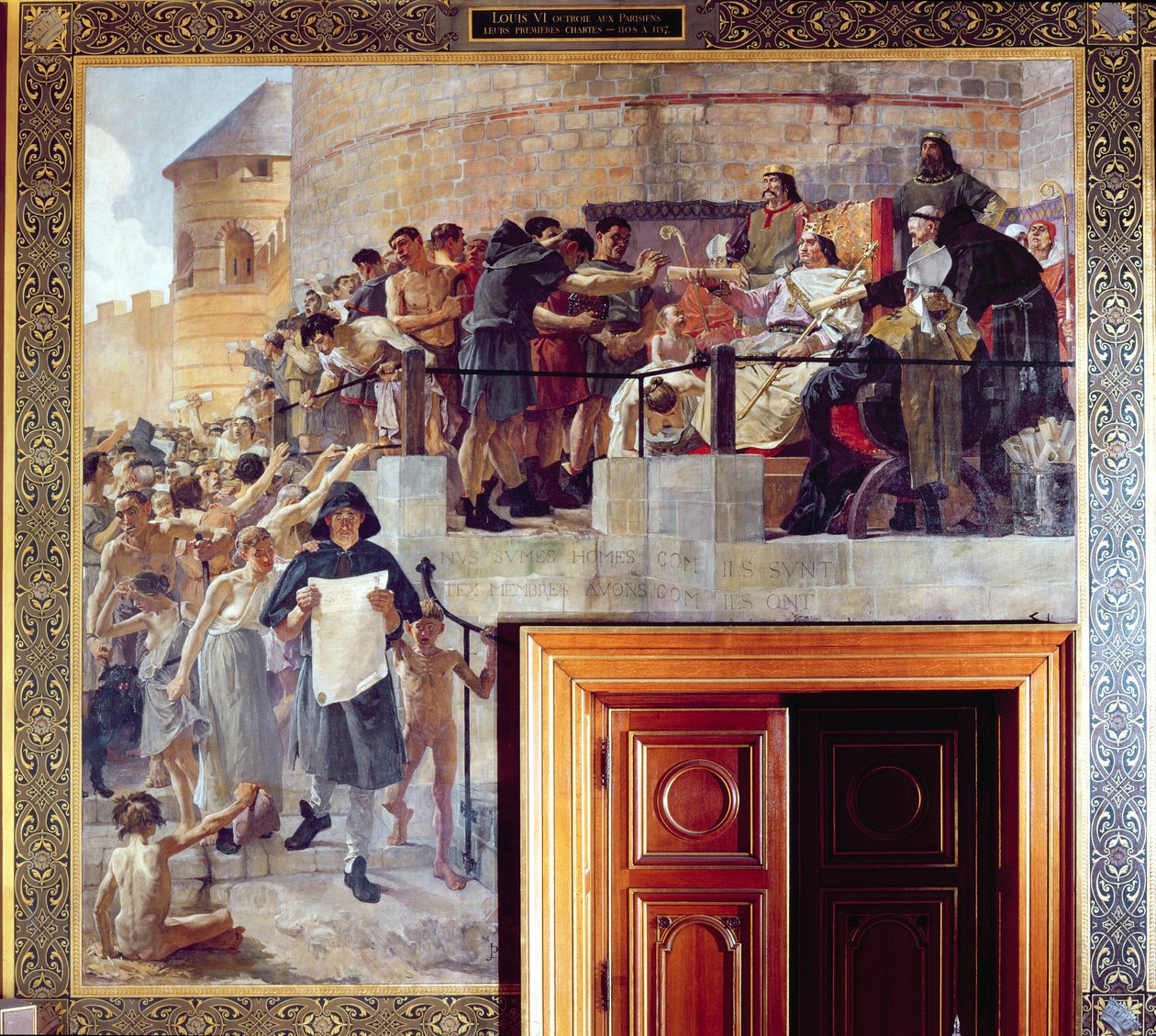 لويس لو جروس (1080-1137) (الملك لويس السادس) منح الباريسيين الأول ميثاقهم الأول بواسطة جان بول لورنس