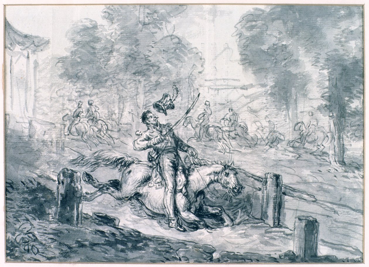 وفاة الأمير جوزيف بونياتوفسكي (1763-1813) 1816 (قلم رصاص وحبر على ورق) بواسطة جان بيير نوربلين
