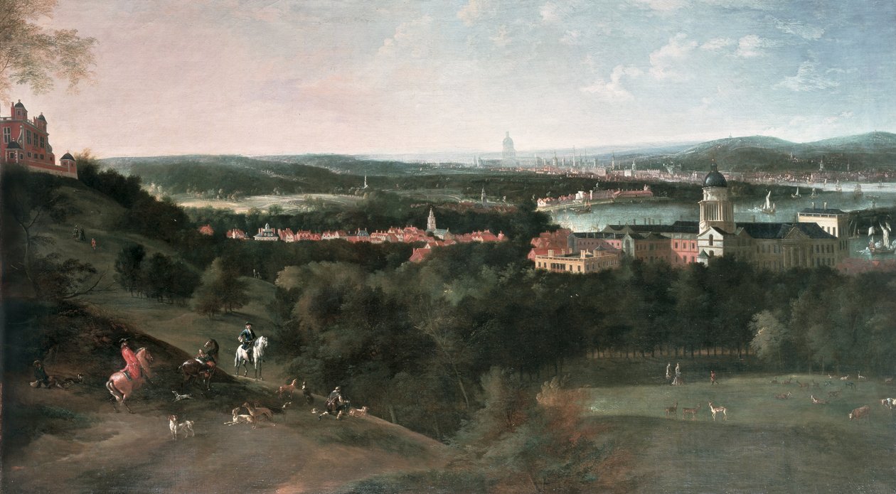 عرض عبر غرينتش بارك باتجاه لندن ، رسمت لـ Louis XV في باريس بواسطة جان ريغو