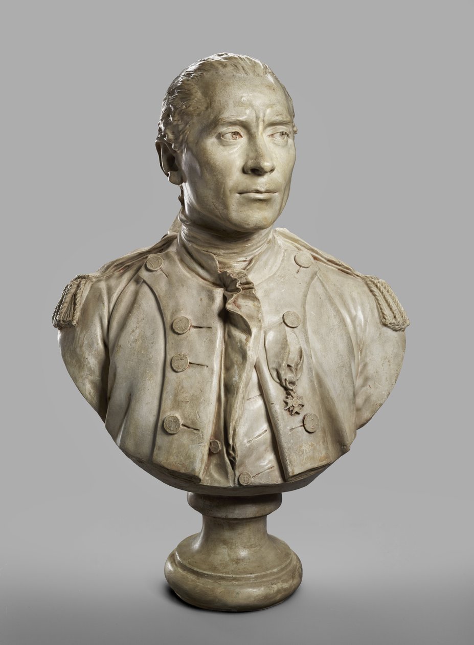صورة تمثال نصفي لجون بول جونز ، على غرار 1780 ، يلقي 1787-89 (جص مع طلاء الطين) بواسطة جان انطوان هدون