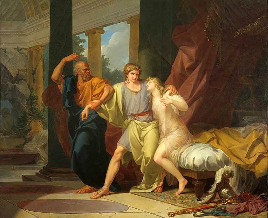 سقراط يسحب Alcibiades من احتضان Aspasia بواسطة جان بابتيست ريغنولت