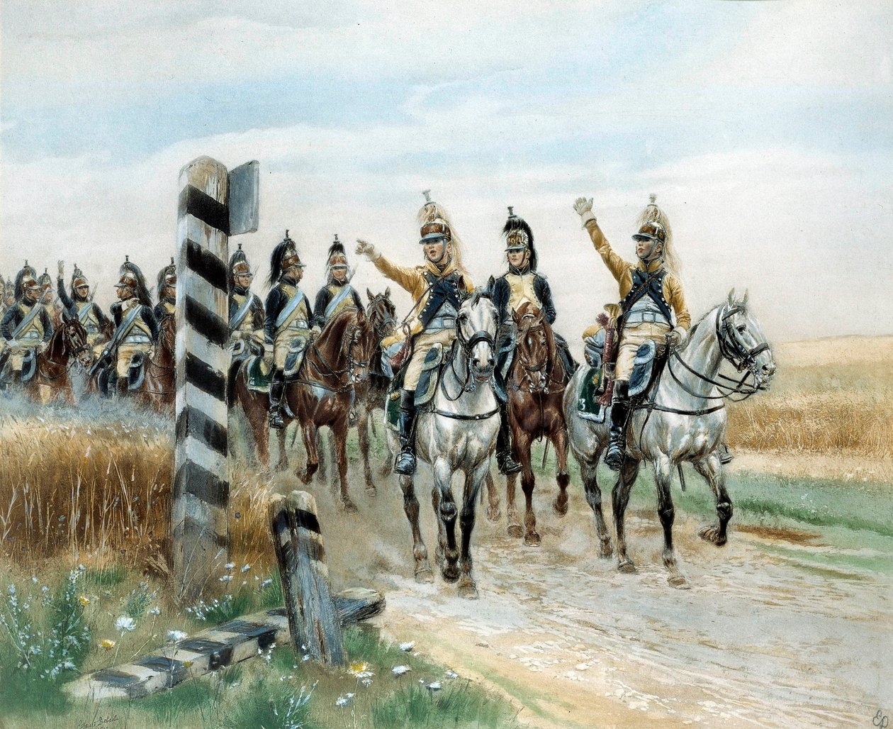 المركز الحدودي ، 23 لون التنين المائي بواسطة Edouard Detaille (1848-1912). القرن ال 19. باريس ، Musee de l'Armee بواسطة جان بابتيست إدوارد التفاصيل