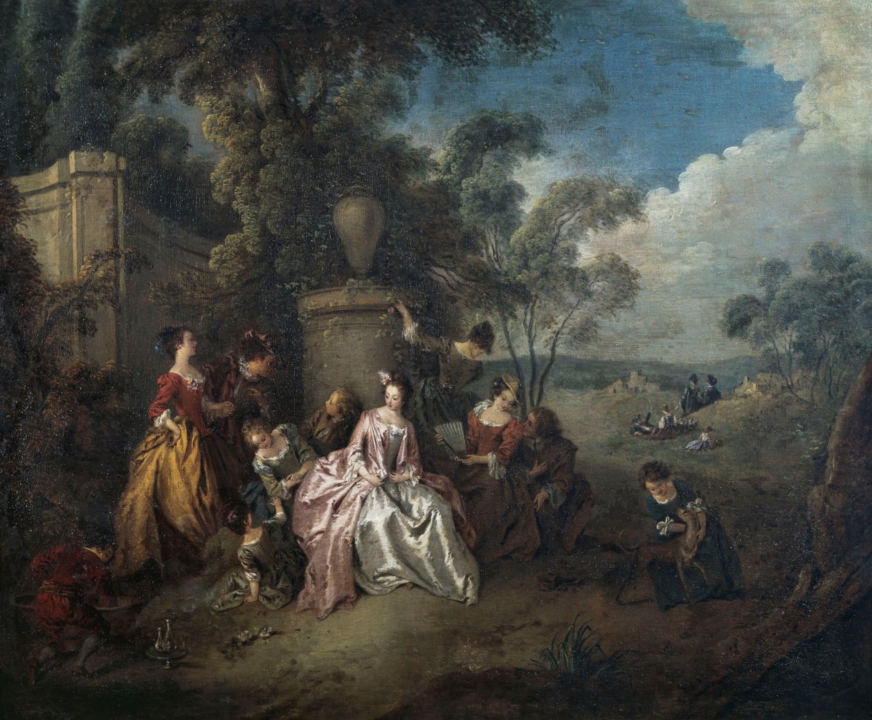 لقاء في الحديقة ، رسمها جان بابتيست باتر (1695-1736) ، زيت على قماش بواسطة جان بابتيست جوزيف باتر