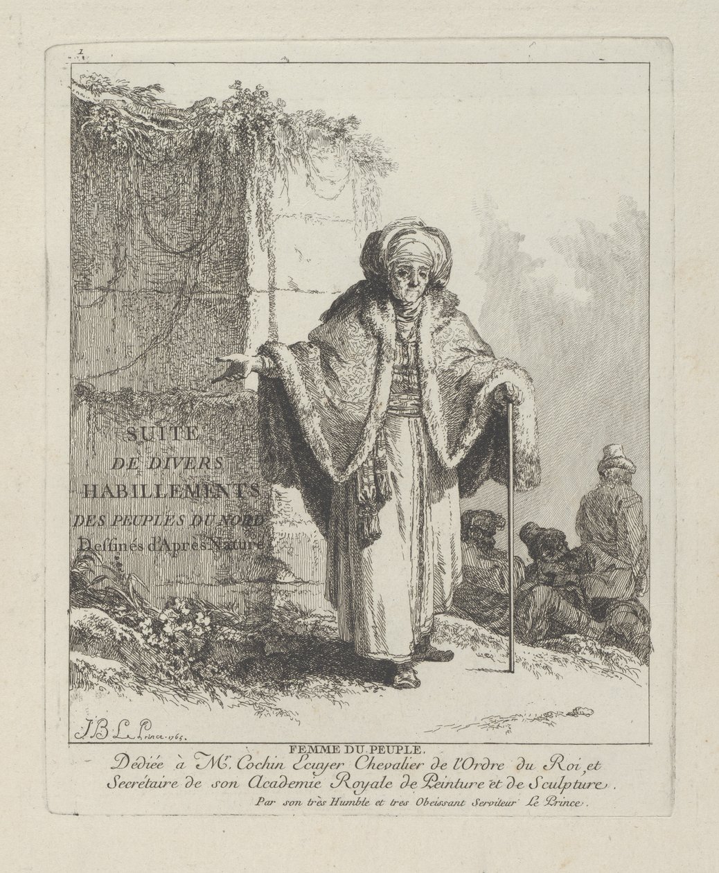 Woman of the People ، اللوحة الأولى من "Divers Habillements des Peuples du Nord" بواسطة جان بابتيست لو برنس