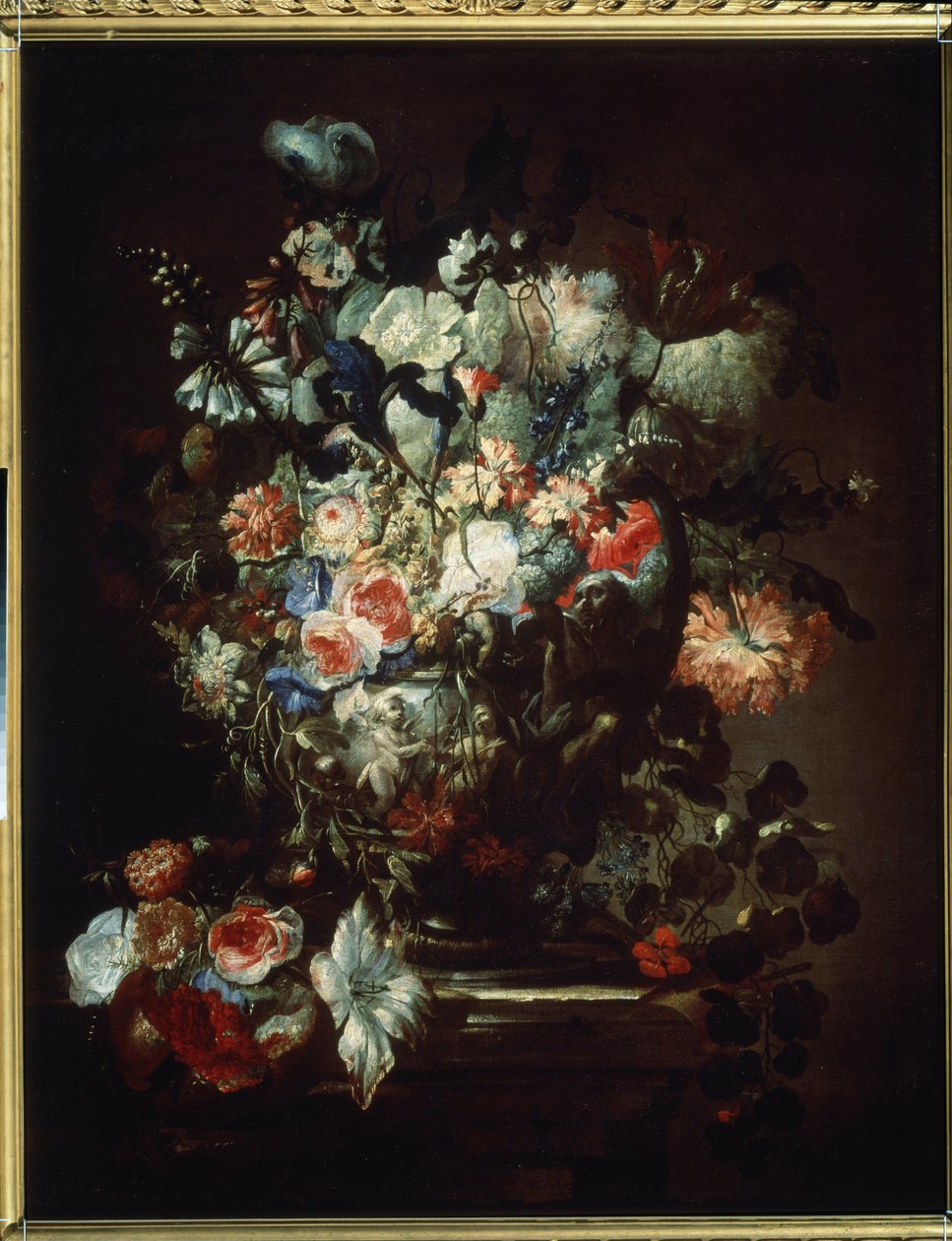 "الزهور" (الزهور). باق على قيد الحياة. رسم جان بابتيست (جان بابتيست) مونوييه (1636-1699). زيت على قماش. الفن الفرنسي على الطراز الباروكي. متحف بوشكين للفنون الجميلة ، موسكو بواسطة جان بابتيست مونوييه