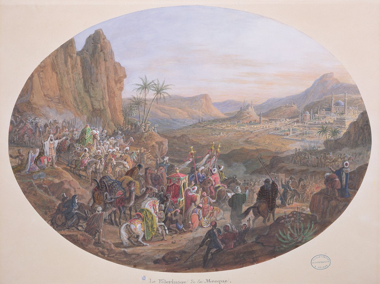 تصميم لمجموعة من اللوحات التي تصور "الحج إلى مكة" ، لصناعة سيفرس ، من عام ١٨٣٩-١٨٤٠ بواسطة جان تشارلز Develly