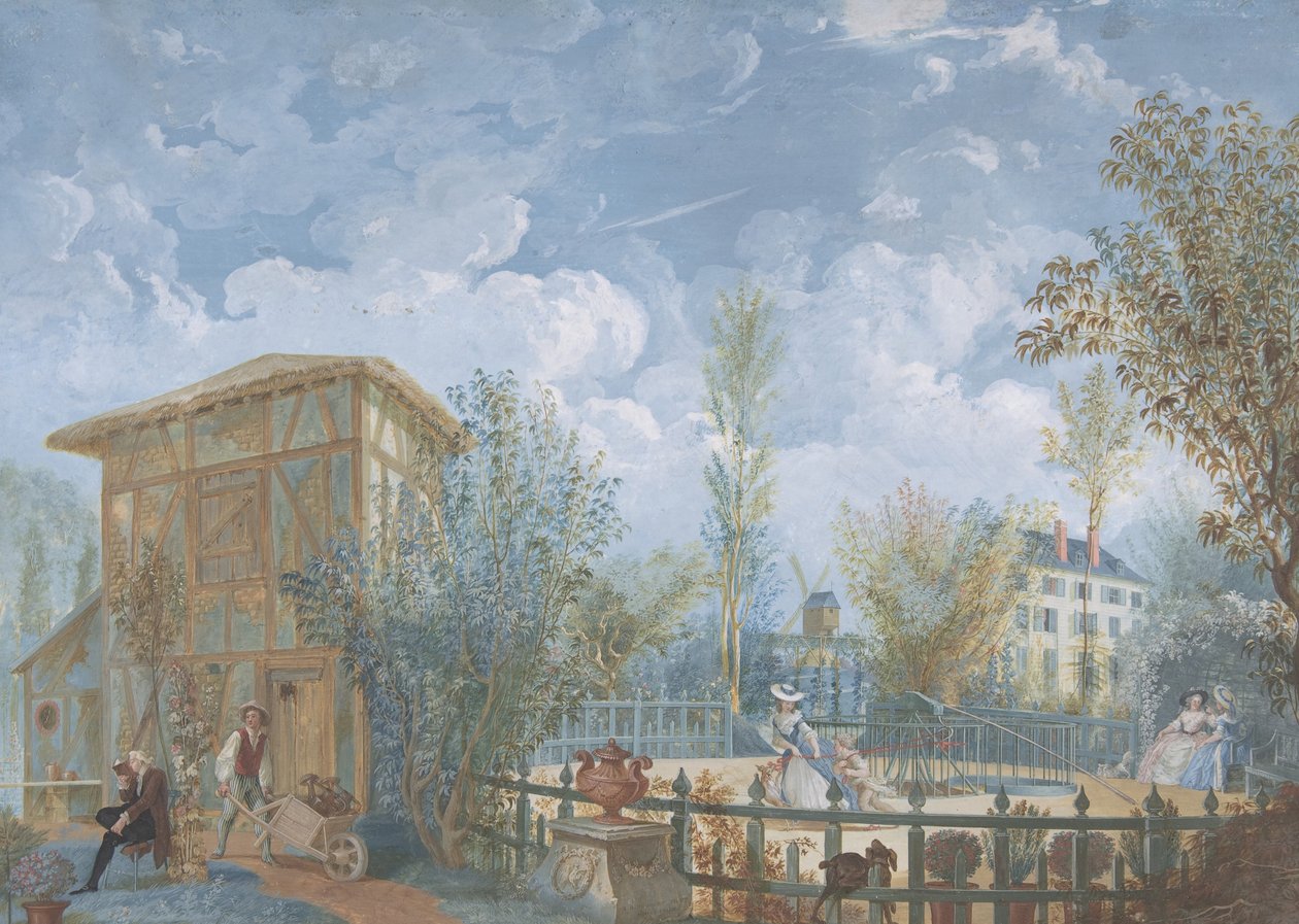 شخصيات في حديقة ، 1784 (غواش) بواسطة Jean Démosthène Dugourc