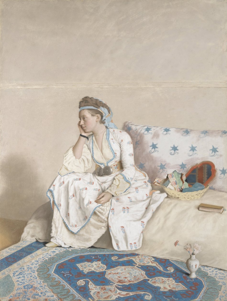 صورة لماري فارجس ، زوجة الفنانة بالزي التركي ، 1756-58 (باستيل على الرق) بواسطة جان اتيان ليوتارد