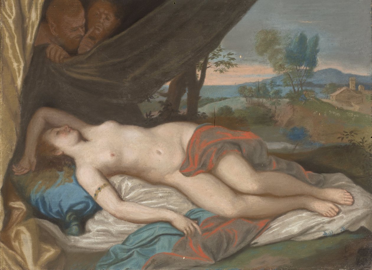 النوم حورية التجسس عليها Satyrs ، 1756-88 (باستيل على لوحة) بواسطة جان اتيان ليوتارد