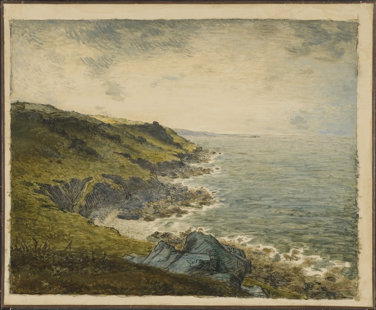 La cote a Greville (Greville Hague) - Coast at Greville ، بقلم ميليت ، جان فرانسوا (1814-1875). زيت على قماش. الأبعاد: ٦٠ × ٧٣ سم. المتحف الوطني ستوكهولم بواسطة جان فرانسوا ميلت