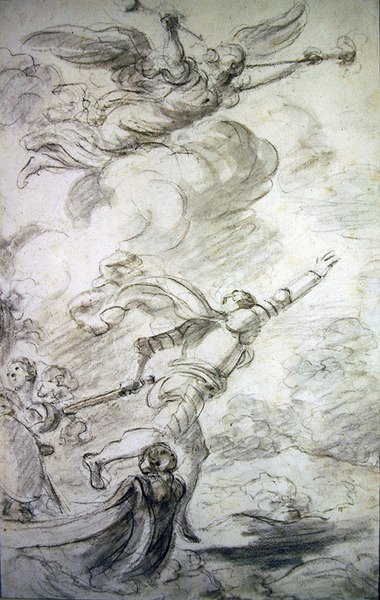 روجيرو يقفز إلى الشاطئ (القلم والحبر والطباشير والغسيل على الورق) بواسطة جان هونوري فراجونارد