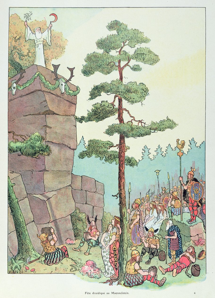 مهرجان الكاهن في مينيلشتاين، الألزاس، رسم توضيحي من "Histoire d'Alsace"، ج.1915 (حجري ملون) بواسطة جان جاك والتز