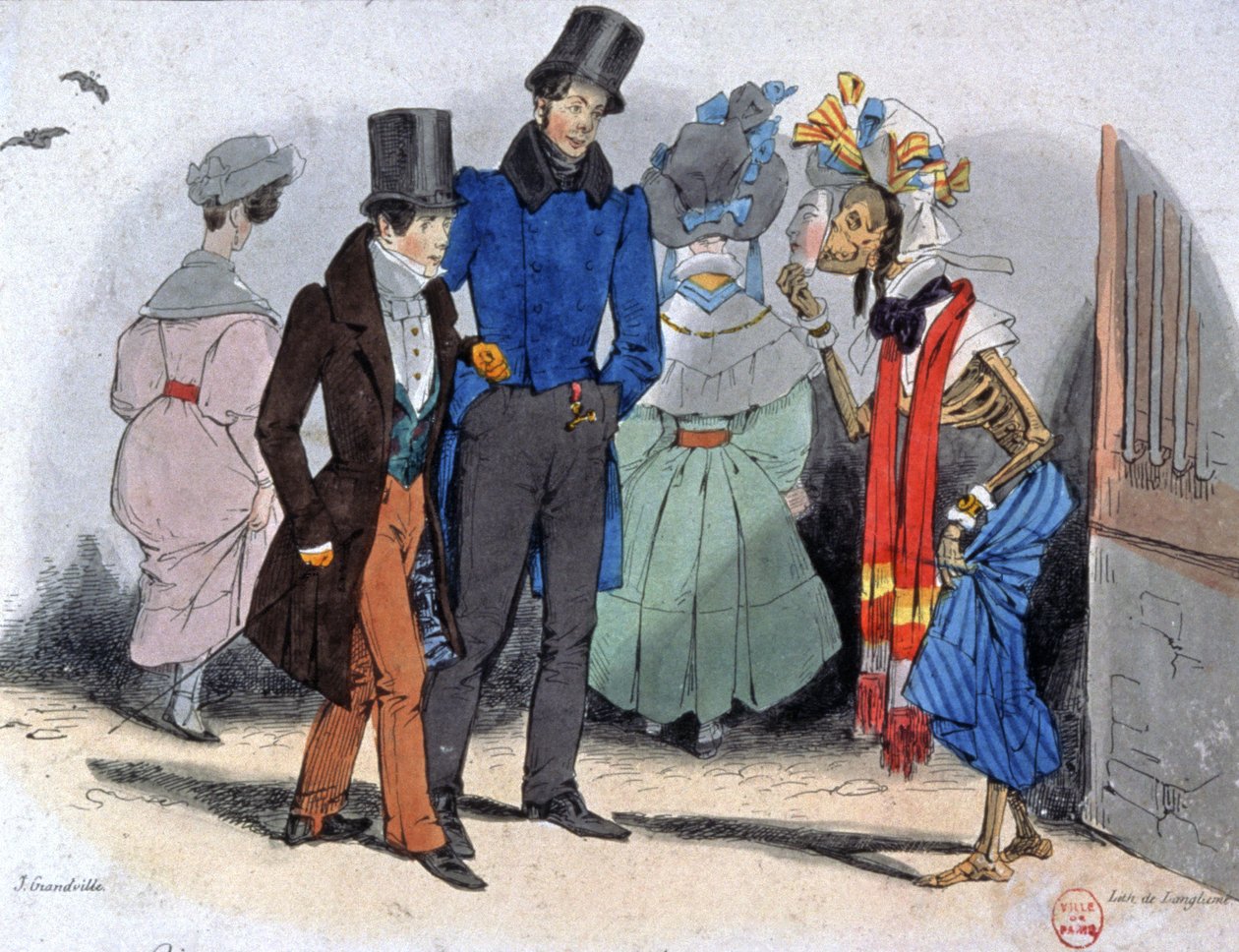 البغايا ينشرن مرض الزهري ، حوالي عام 1850 (رسم توضيحي) بواسطة جان جاك جرانفيل